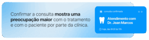 Imagem de confirmação de consulta médica, mostrando um profissional de saúde explicando detalhes ao paciente, com destaque para a importância do acompanhamento clínico.