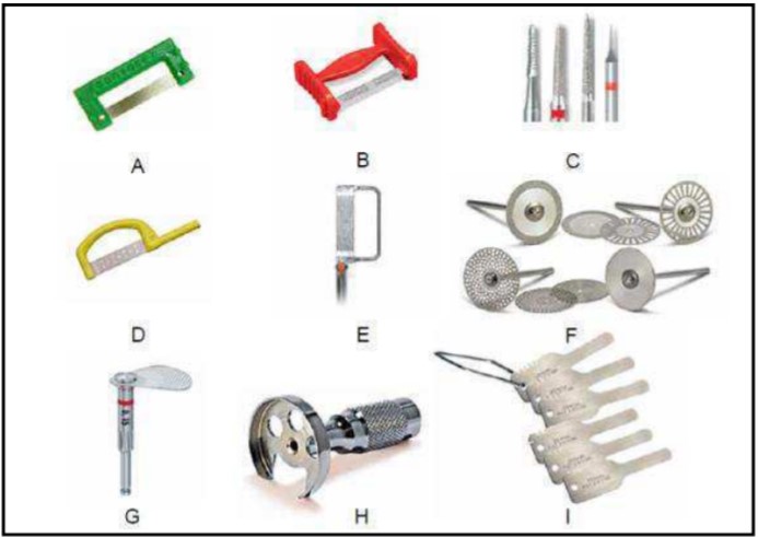 instrumentais utilizados para o desgaste dos dentes