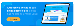 Imagem de um site de gestão de clínica odontológica em uma tela de tablet, promovendo informações sobre gerenciamento odontológico e otimização para dentistas.