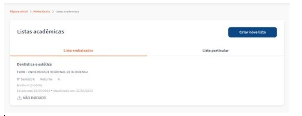 Imagem de uma tela de plataforma educacional com lista acadêmica, destacando opções de listas de alunos e integração de dados para estudantes.