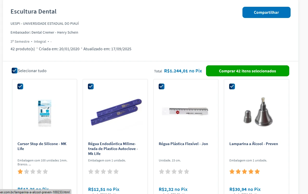 Imagem de materiais odontológicos para escultura dental, incluindo lupa, régua, cone de seda e placa de iluminação, usados por profissionais de odontologia.