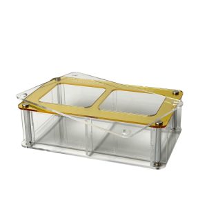 Porta gaze e algodão em dourado para organização da clínica odontológica