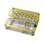 Porta resina em dourado para organização da clínica odontológica
