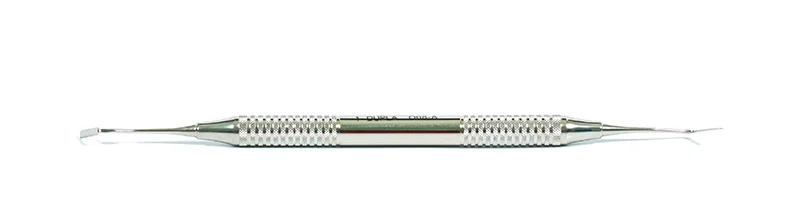 Pinça de Espátula para Resina profissional, ideal para procedimentos de beleza, estética ou eletrônica, com design ergonômico em cor prata.