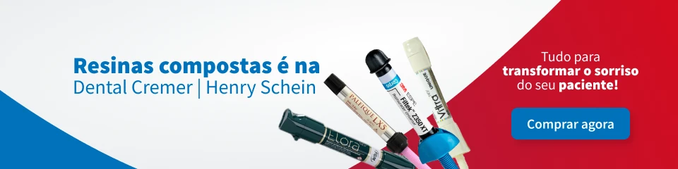 Imagem de resinas compostas para tratamentos odontológicos à base de Dental Creme Henry Schein, ideal para transformar o sorriso do paciente.