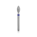Fresa de aço inox com ponta diamantada e cabo azul para uso em manicure e pedicure, ideal para fazer acabamentos e modelar as unhas.