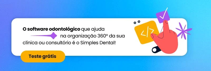 Banner promocional do software odontológico Simples Dental que ajuda na organização de clínicas e consultórios dentários. Conheça a ferramenta!