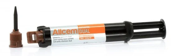 Selante de alta resistência da marca Alcem, modelo DUAL, ideal para reparos que requerem resistência e durabilidade, apresentado em bisnaga aplicadora.