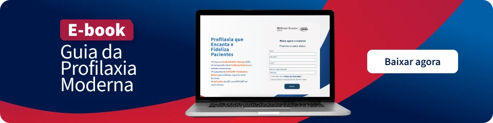 Imagem de uma tela de computador exibindo a capa de um e-book sobre o Guia da Profilaxia Moderna, uma leitura essencial para quem deseja aprender sobre prevenção e cuidado de saúde. Inclui botões de ação para baixar agora.
