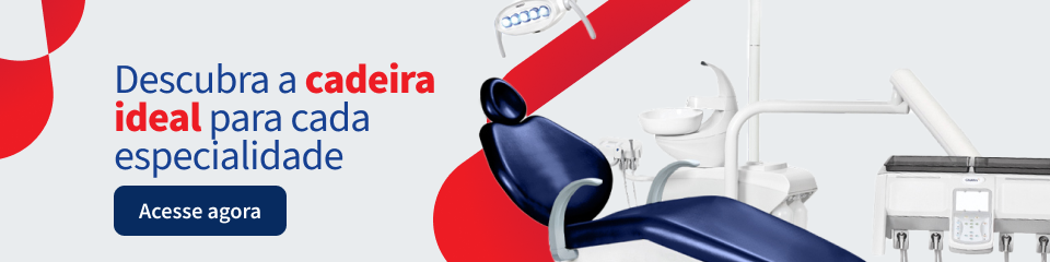 Imagem de uma cadeira odontológica azul em um consultório odontológico moderno, destacando-se na promoção de cadeiras ideais para diferentes especialidades dentais.