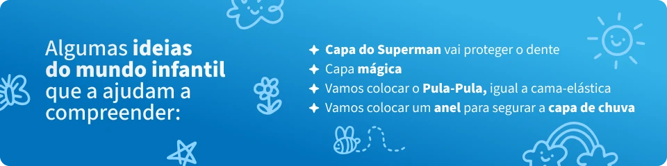 Ideias lúdicas para proteger crianças com itens de diversão, como capa do Superman, capa mágica, roupa de pula-pula e anel para chuva, promovendo segurança e diversão.