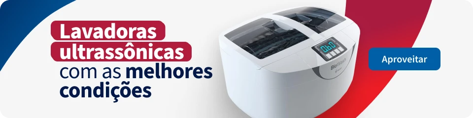 Imagem de uma lavadora ultrassônica destacando suas melhores condições com visor digital e design moderno, ideal para limpeza eficiente de objetos.