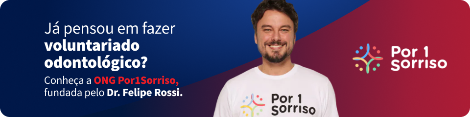 Banner da ONG por1Sorriso. Convite ao voluntariado odontológico.